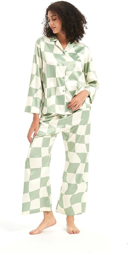 Matte Satin Long Pajama Set | Amazon (US)