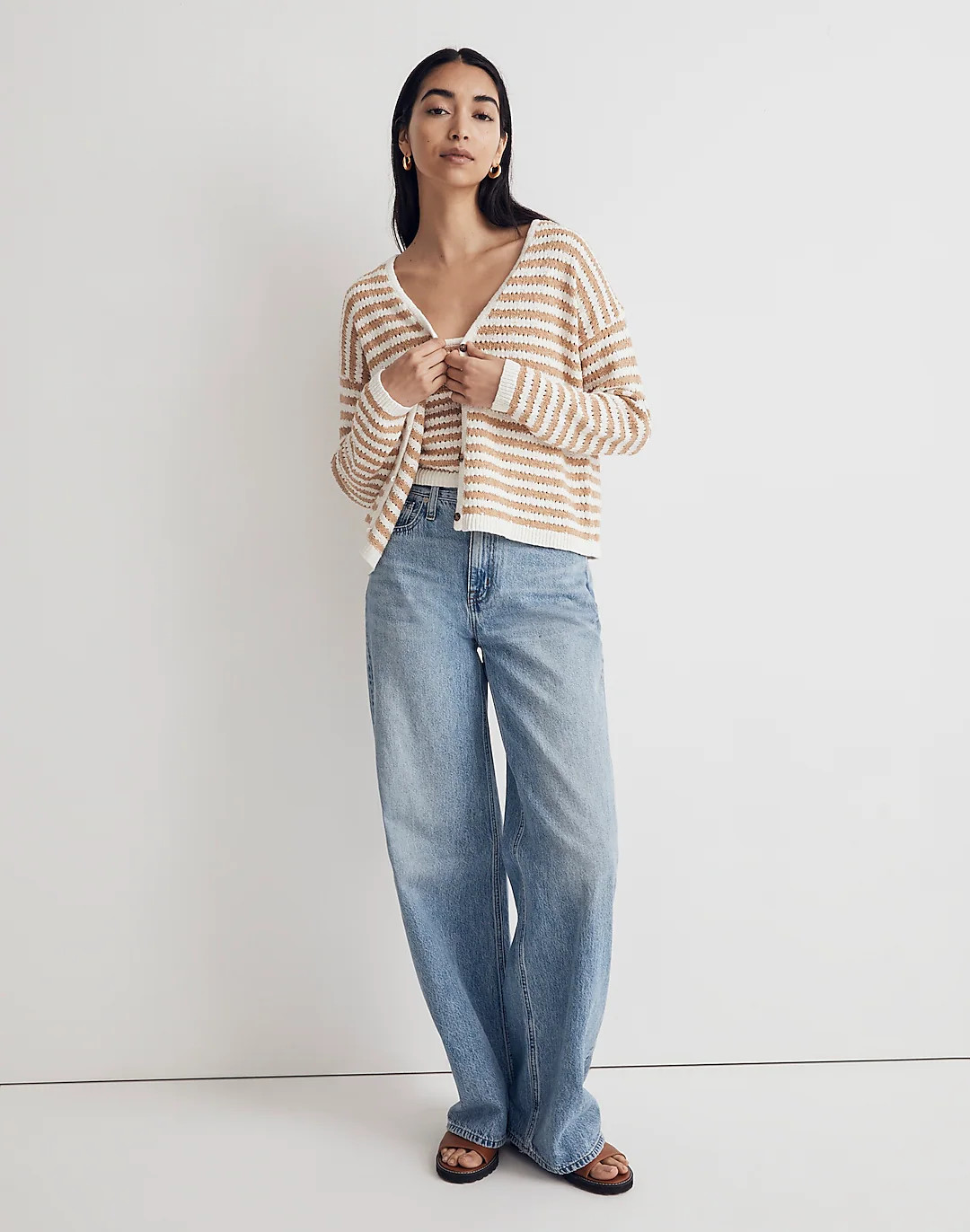 Open-Stitch Cardigan Sweater in Stripe | Madewell