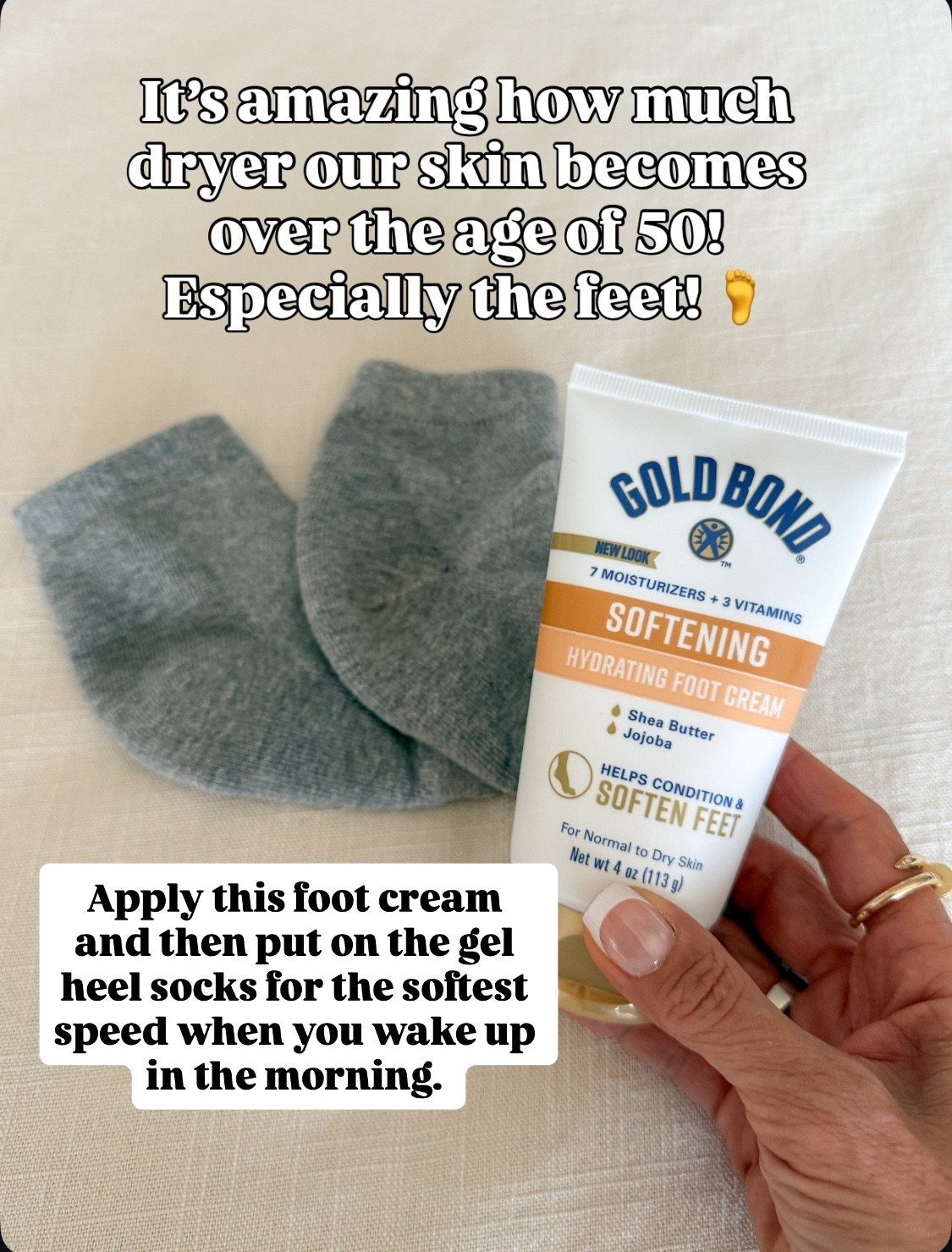 Dry skin comes with menopause! And these two things are game changers! Gel, heel socks, and this heel hydrating foot cream! Put this on at night while you sleep and when you wake up in the morning, your feet will be babies soft! 

#LTKOver40 #LTKFindsUnder50 #LTKBeauty