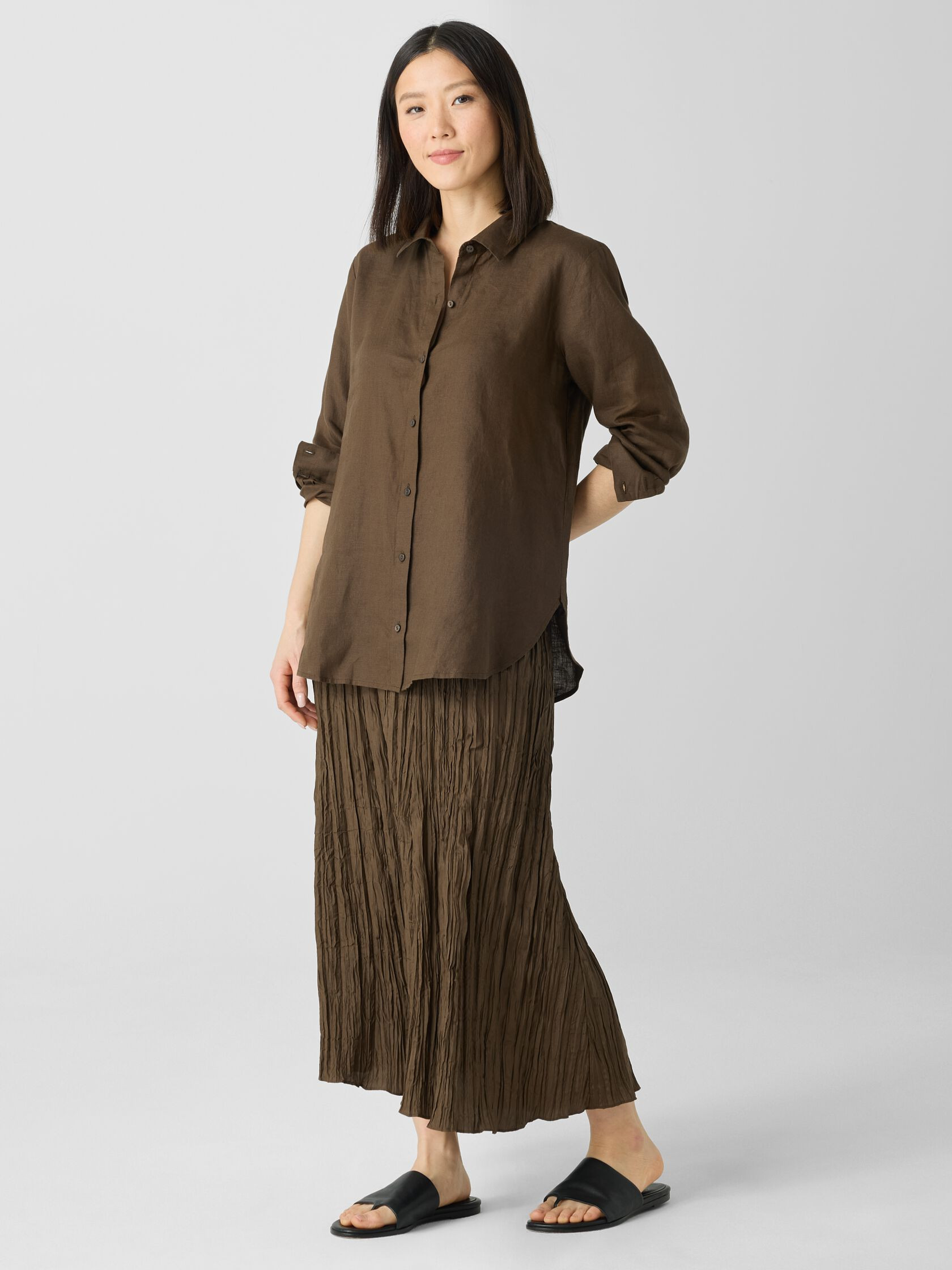 Organic Handkerchief Linen Classic Collar Shirt | Eileen Fisher