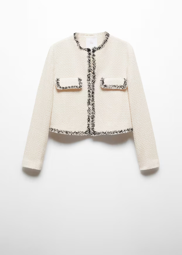 Tweed jacket with contrast detail -  Women | Mango USA | MANGO (US)
