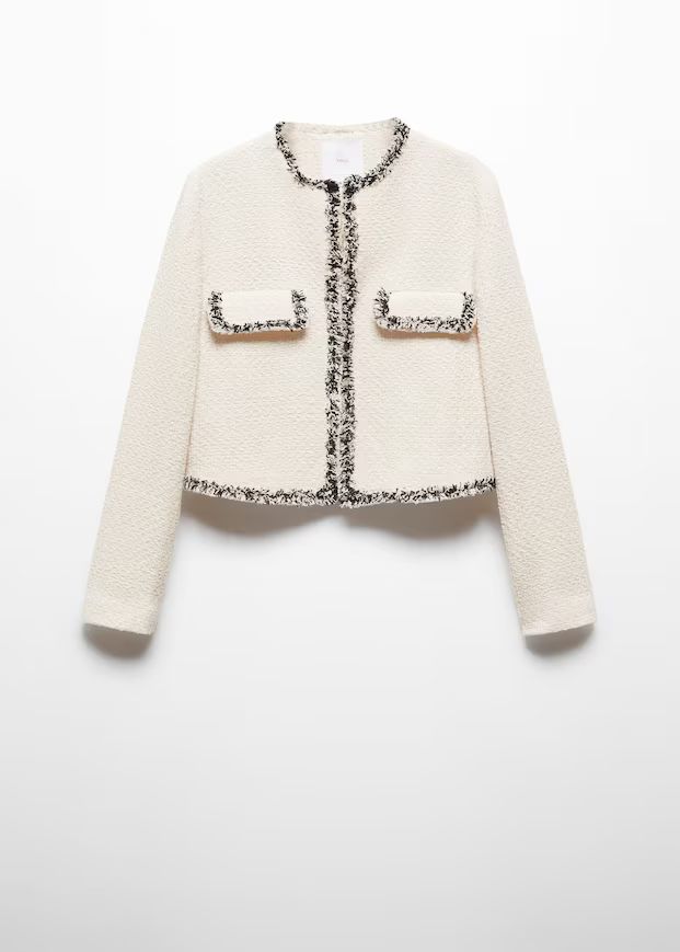 Tweed jacket with contrast detail -  Women | Mango USA | MANGO (US)