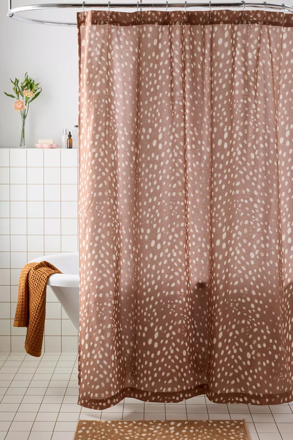 Dolores Animal Print Patterned Shower Curtain in Gold at Urban Outfitters | Urban Outfitters (US and RoW)