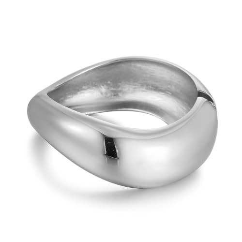 RAUCHBE Chunky Silver Bangle Bracelets for Women Irregular Cuff Bracelets Wrist Wrap Bangle Bracelet Jewelry | Amazon (US)