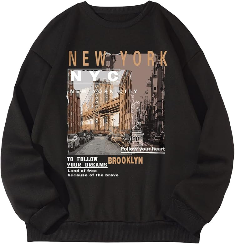 SOLY HUX Men's Letter Car Graphic Print Long Sleeve Pullover Top Sweatshirt | Amazon (US)