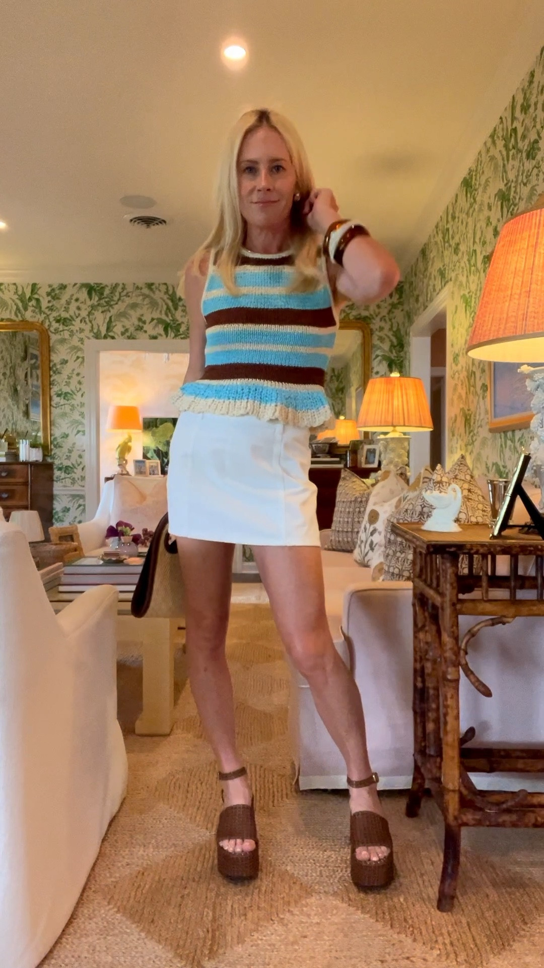 This insane $24 denim mini skirt!!! Ordered all colors, I’m in a small, so so good!! 