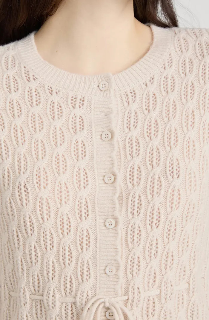 FRAME The Clover Tie Waist Crop Wool & Cashmere Cardigan | Nordstrom | Nordstrom