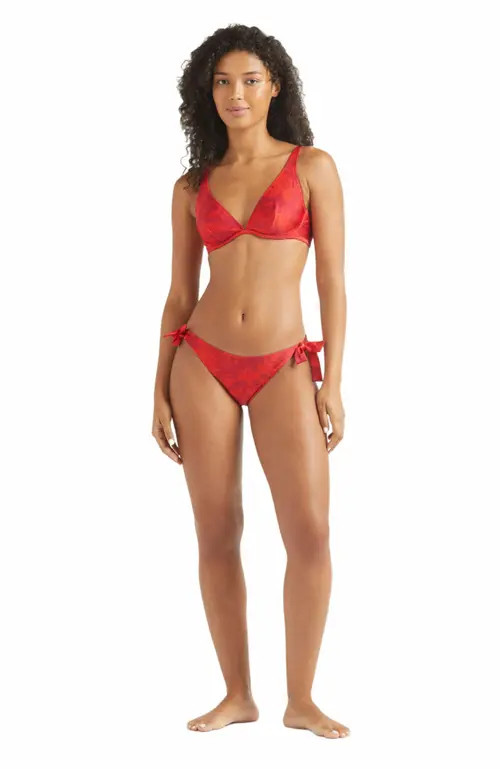 Vilebrequin Women's Flower Power Side Tie Bikini Bottom in Lipstick at Nordstrom, Size X-Small | Nordstrom