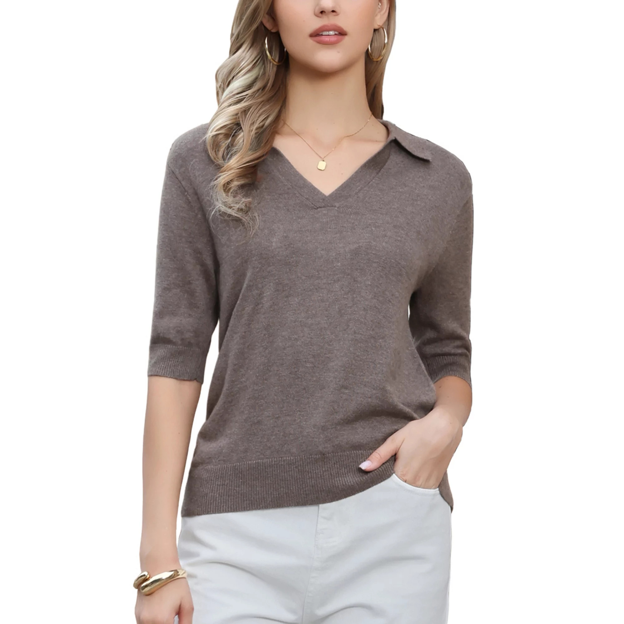 Short Sleeve Polo Shirts for Women's V Neck Knitted Summer Fall Business Casual Tops | Kohl's