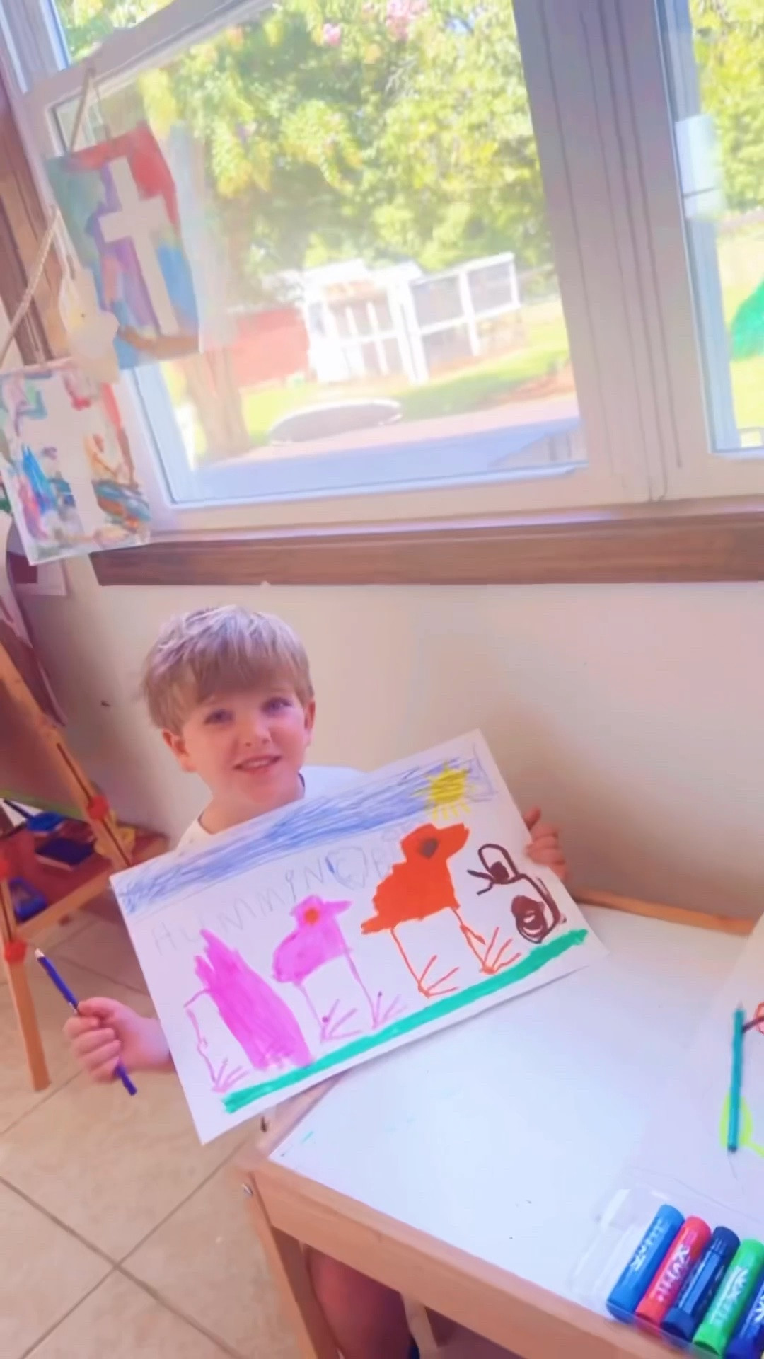 And they loved 🥰 getting to draw ✍️ birds with their beloved “paint stix” (linked 🔗 them on my LTKit app for y’all 🙌🏽 ) - and look at Judson sounding and spelling out the word “Hummingbird” by himself, too!! 😍 Love my handsome smart smart boy!!!  ☺️