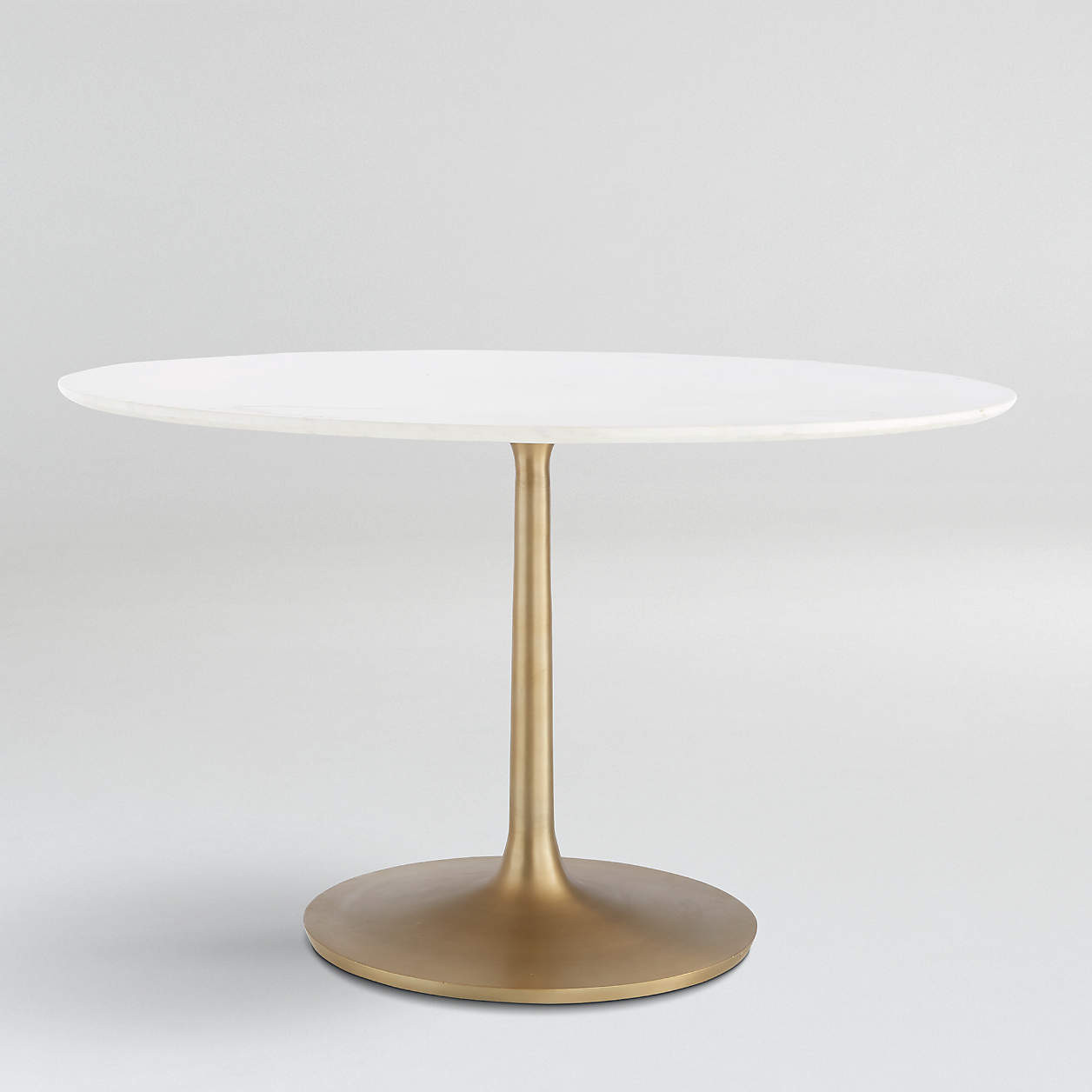 Nero 48" Round White Marble Dining Table with Brass Base + Reviews | Crate & Barrel | Crate & Barrel