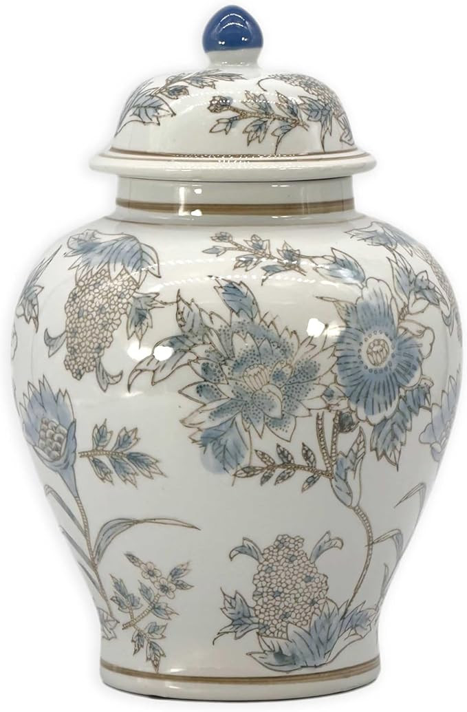 Galt International Classic Light Blue & White Flower Chinoiserie Jar 12" w/Lid - Ginger Jar, Tea ... | Amazon (US)