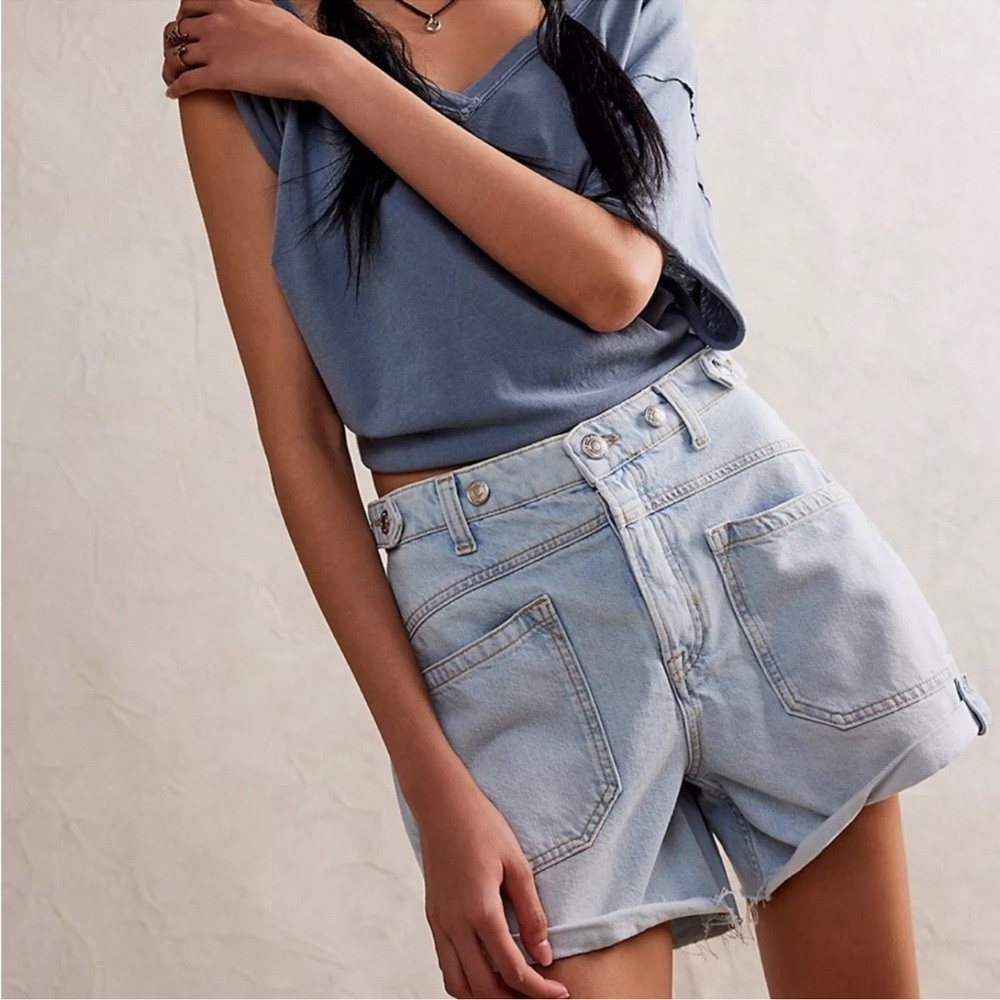 NWT Free People We The Free Palmer Shorts Denim Jean in Light Wash Blue 28 | Poshmark