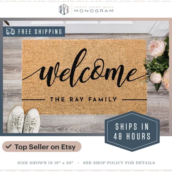 Ships in 48 Hours | Personalized Doormat | Top Seller | Custom Doormat | Welcome Doormat | Front ... | Etsy (US)