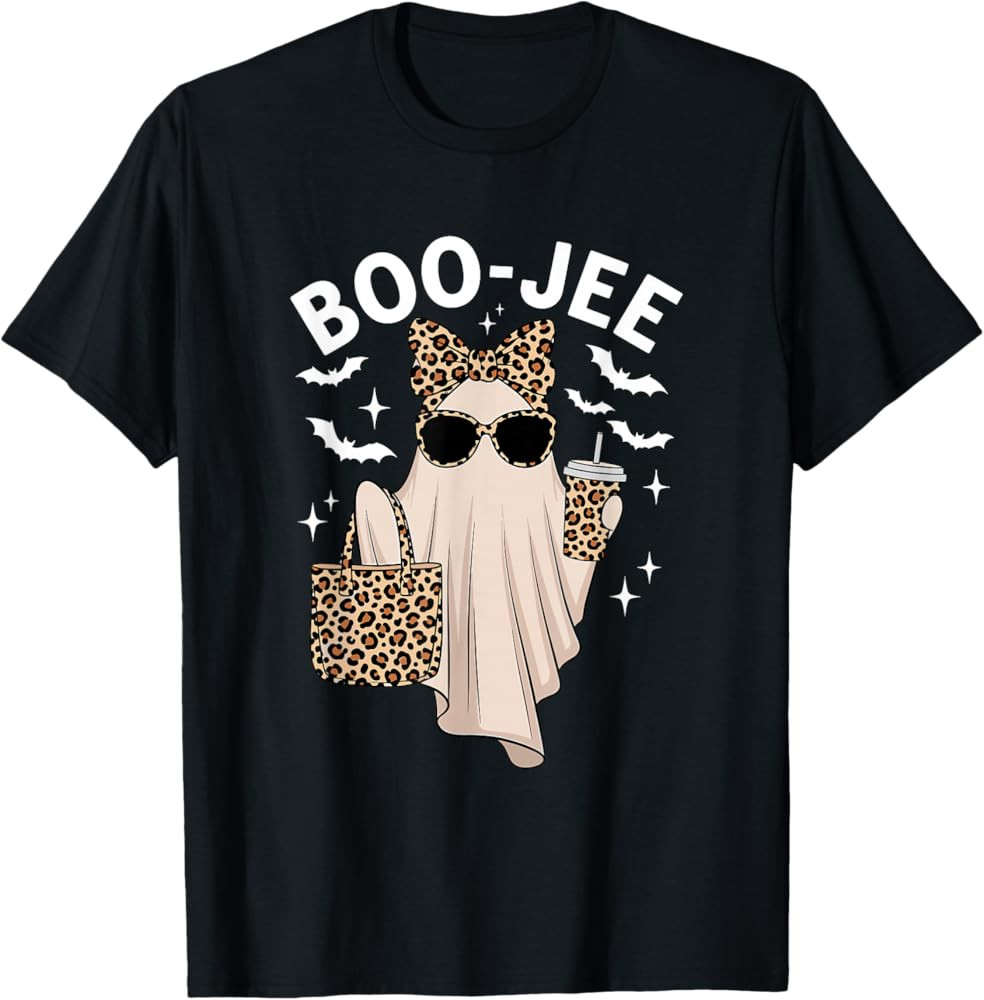 Coquette Leopard Ghost Coffee Boo-JEE Halloween Boujee Ghost T-Shirt | Amazon (US)