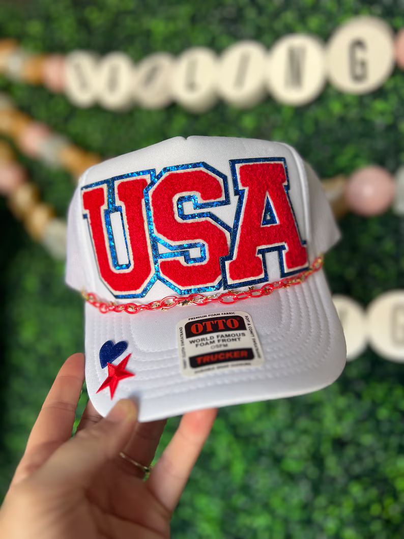 July 4th USA Red White Blue American Flag Trucker Hat With Custom Chain Snap-back Otto Ball Cap -... | Etsy (US)