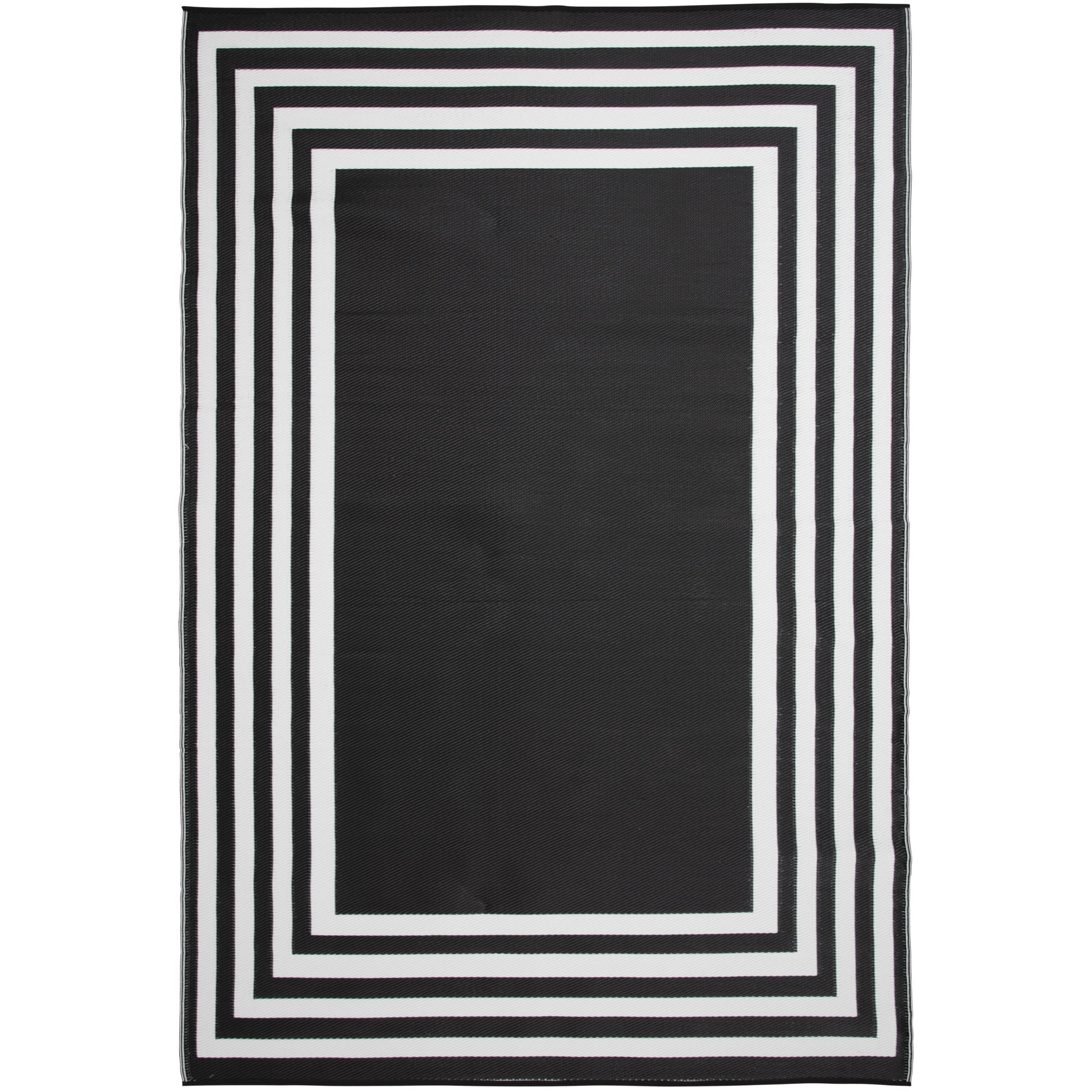 Mainstays 7'x10' Black and White Border Outdoor Plastic Rug - Walmart.com | Walmart (US)