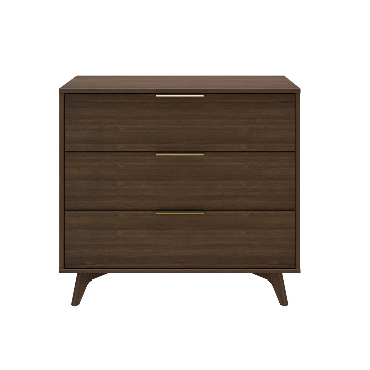 3 Drawer 37" W Solid Wood Dresser with Brass Handle | Wayfair North America