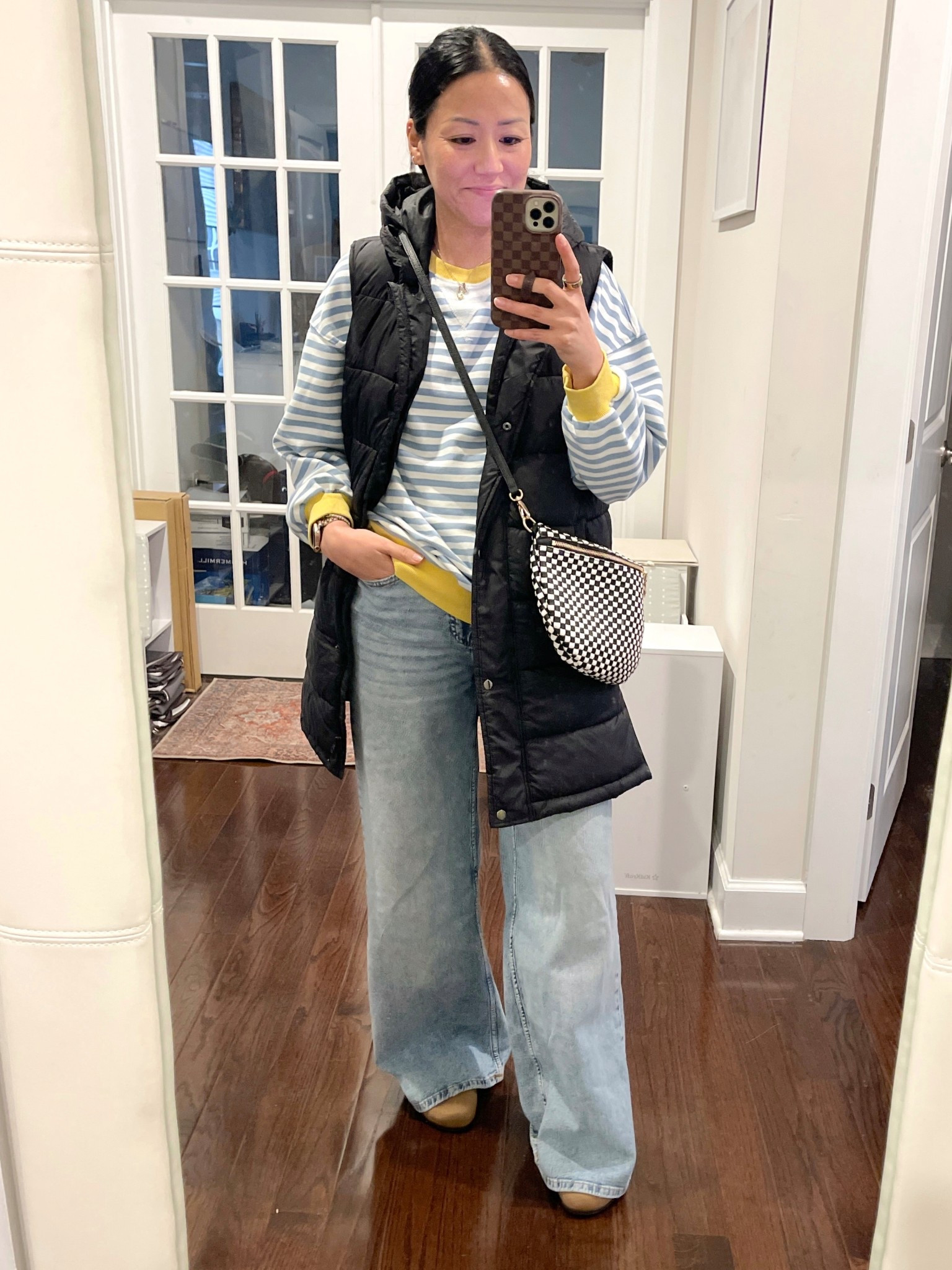 Sized up to medium in sweatshirt
Puffer vest is by the brand Sebby. Got it on Poshmark a few years ago.
Jeans are 34th ON from Macy’s. Exact pair are older
Rothy’s are true to size (size down 1/2 if a half size)


#LTKOver40 #LTKootd #LTKmomlife