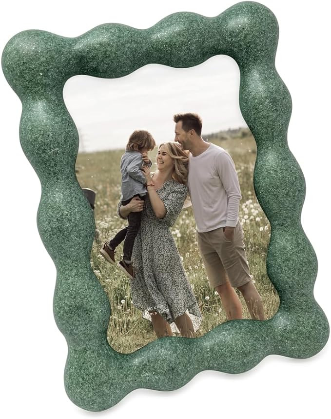 Isaac Jacobs 4x6 Rosemary Green Resin Picture Frame, Elegant Undulating Curve Design for Tabletop... | Amazon (US)