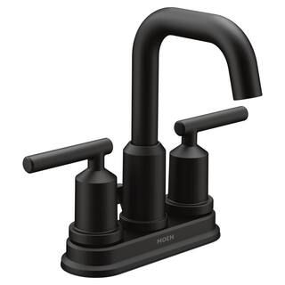 MOEN Gibson 4 in. Centerset 2-Handle High-Arc Bathroom Faucet with Pop-Up Assembly in Matte Black... | The Home Depot