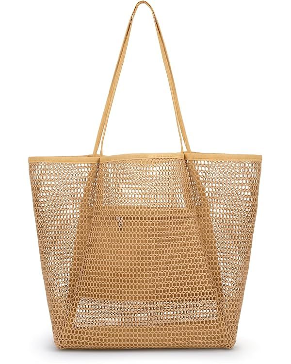 Iioscre Mesh Beach Tote Bags for Womens,Large Causal Beach Hobo Bags for Beach Swimming Pools Bea... | Amazon (US)