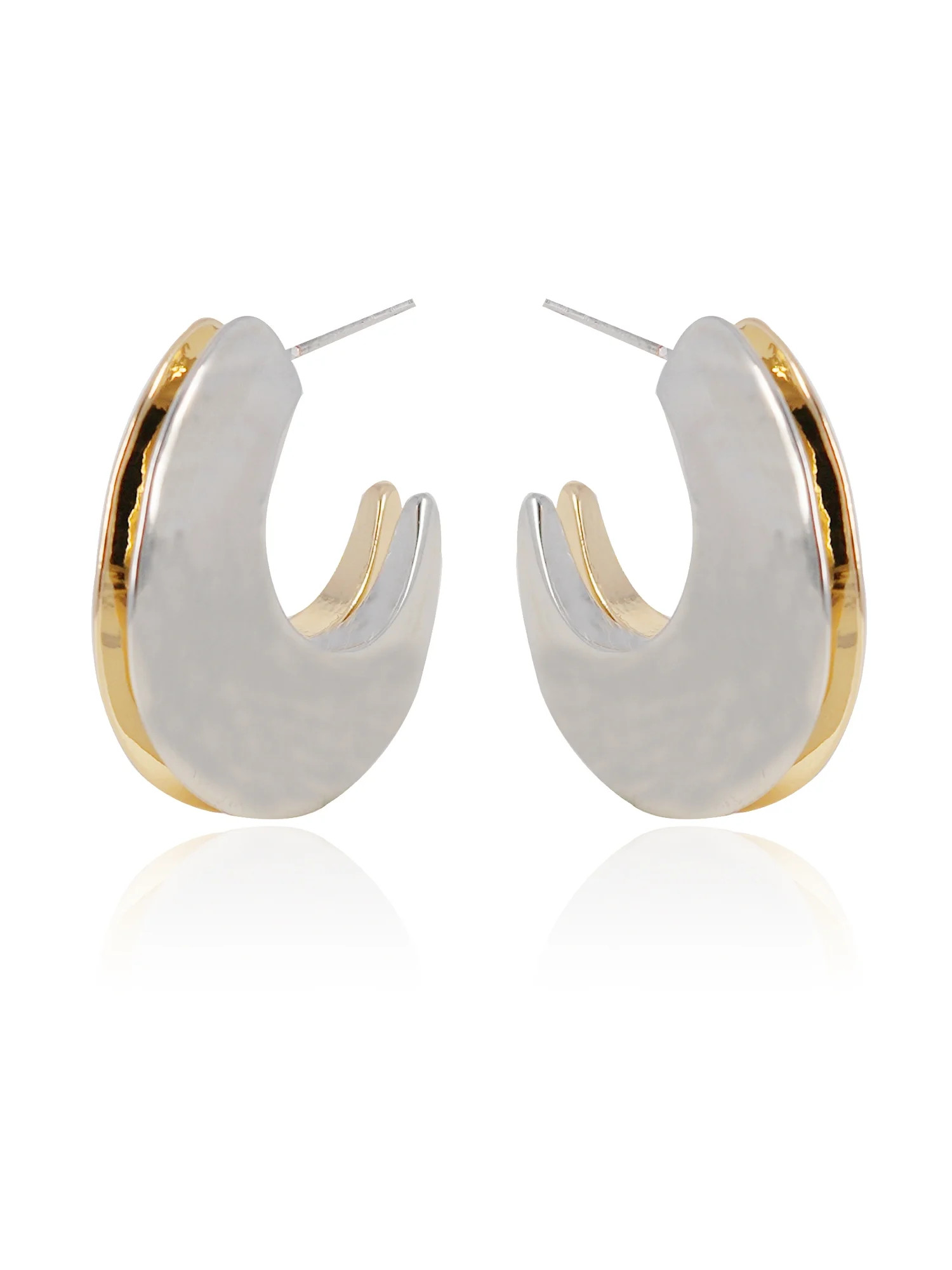 Time and Tru Women's Metal Hoop In Two Tone Plated Color - Walmart.com | Walmart (US)