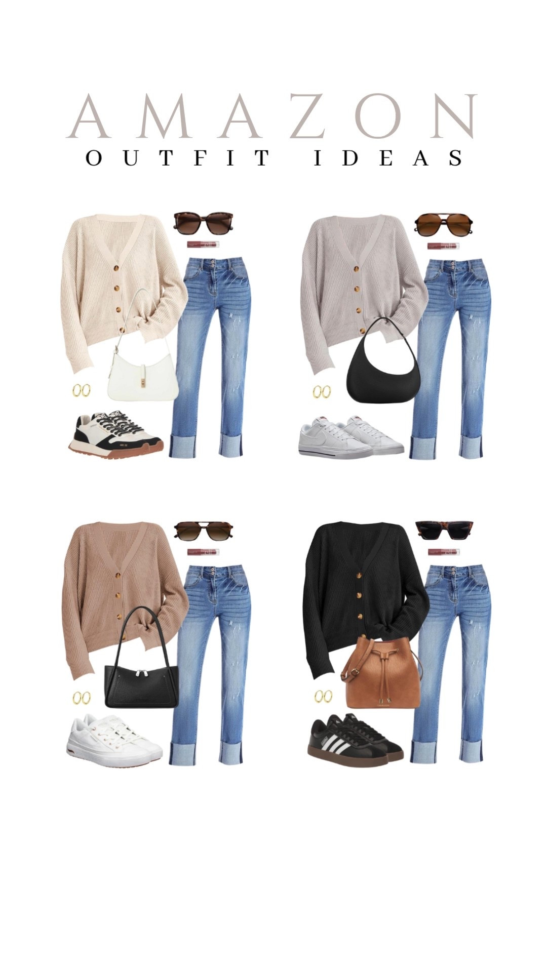 A cardigan sweater and high rise trouser jeans are perfect when you don’t know what to wear. Pair them with these tote bags and sneakers!
reebok sneakers, gold earrings, square sunglasses, airport outfit, casual look, vacation style, fall style, makeup must have, beauty favorite, fall outfit, functional bag, amazon fashion, affordable style

#LTKSeasonal #LTKStyleTip #LTKU