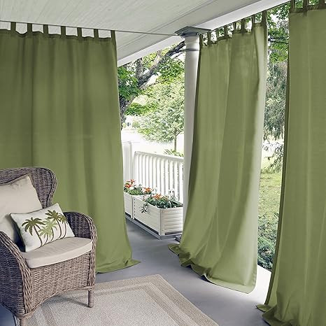 Elrene Home Fashions Indoor/Outdoor Solid UV Protectant Tab Top Single Window Curtain Panel Drape... | Amazon (US)