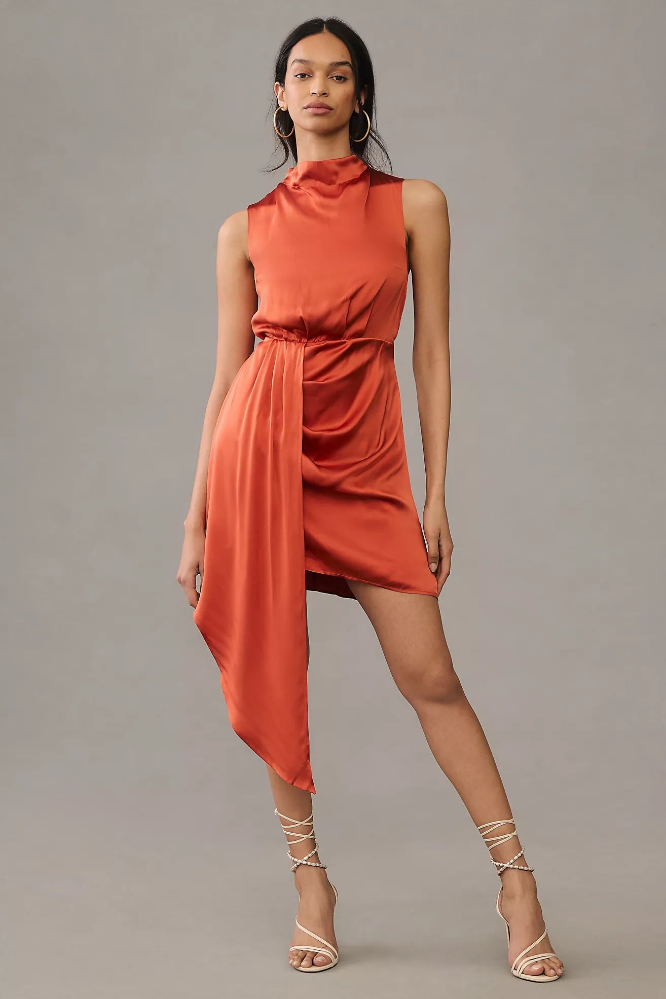 By Anthropologie Mock-Neck Draped Silk Dress | Anthropologie (US)