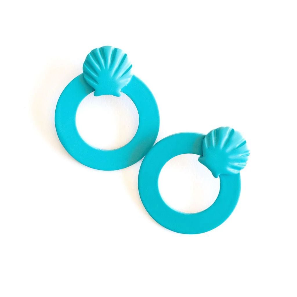 Turquoise Shell Double Circle Earrings | Sunshine Tienda