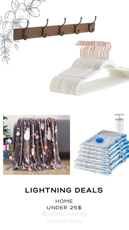 Todays home lightning deals under 25$
- Velvet hangers 
- Christmas throw 
- Vacuum seal bags 
- Coat hooks 
- Kraft wrapping paper 

#LTKSeasonal #LTKfindsunder50 #LTKHoliday