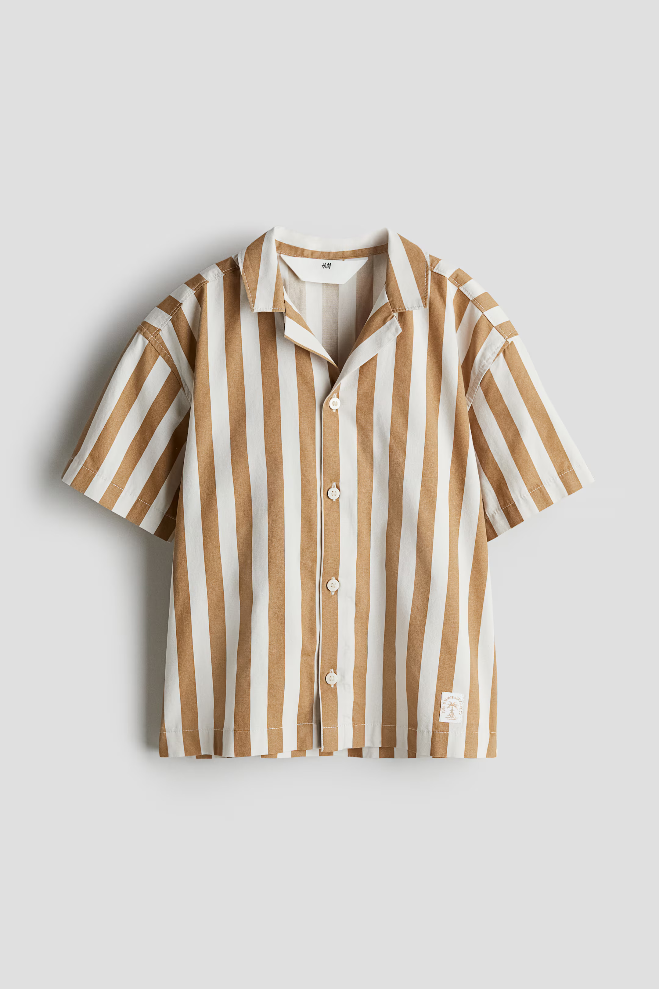 Printed Resort Shirt - Dark beige/striped - Kids | H&M US | H&M (US + CA)