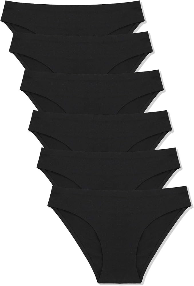 FINETOO 6 Pack Women’s Seamless Hipster Underwear No Show Panties Invisibles Briefs Soft Stretc... | Amazon (US)