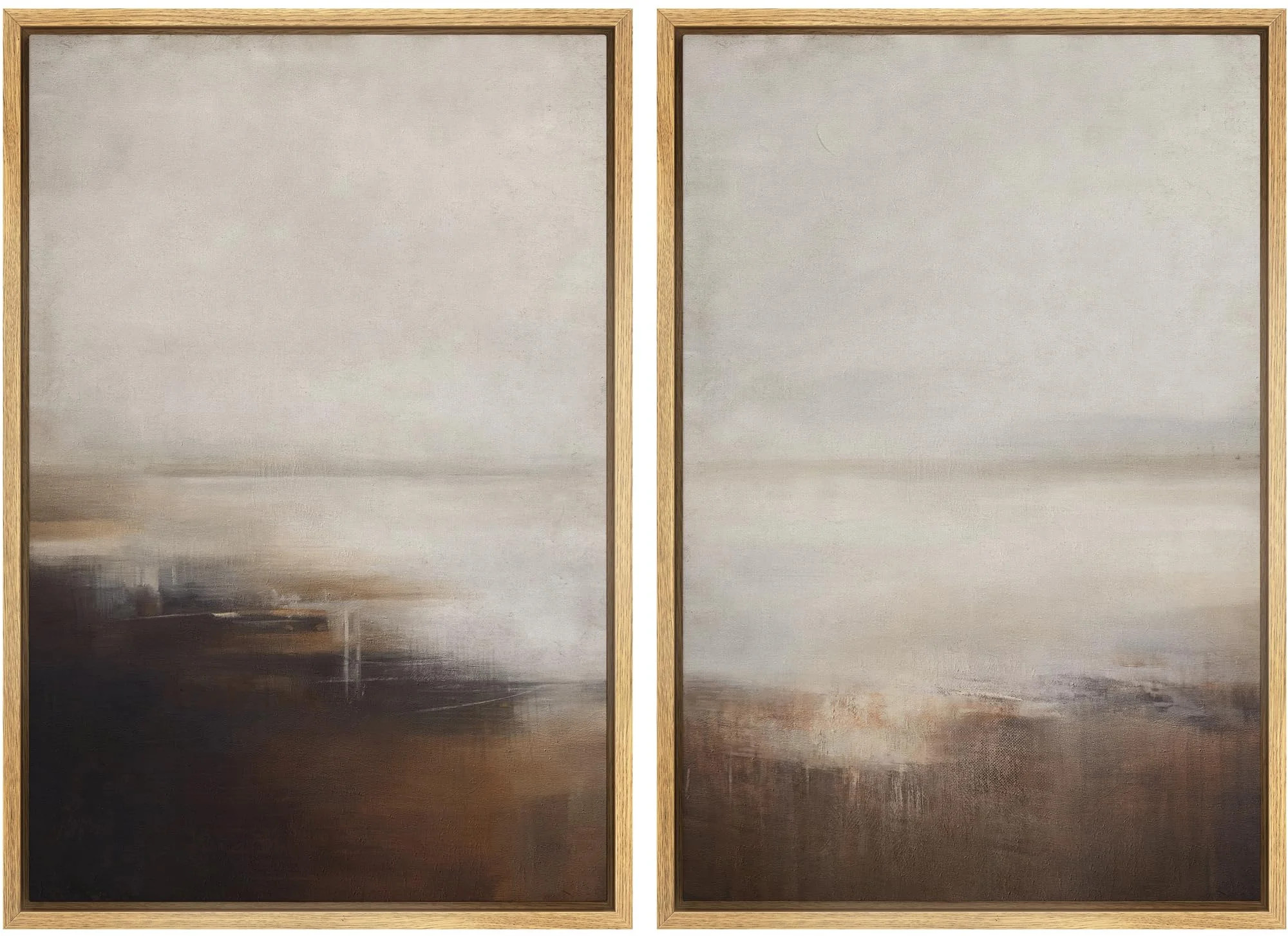 IDEA4WALL Framed Canvas Print Wall Art Set Abstract Neutral Landscape Subtle Brown and Gray Tones... | Walmart (US)