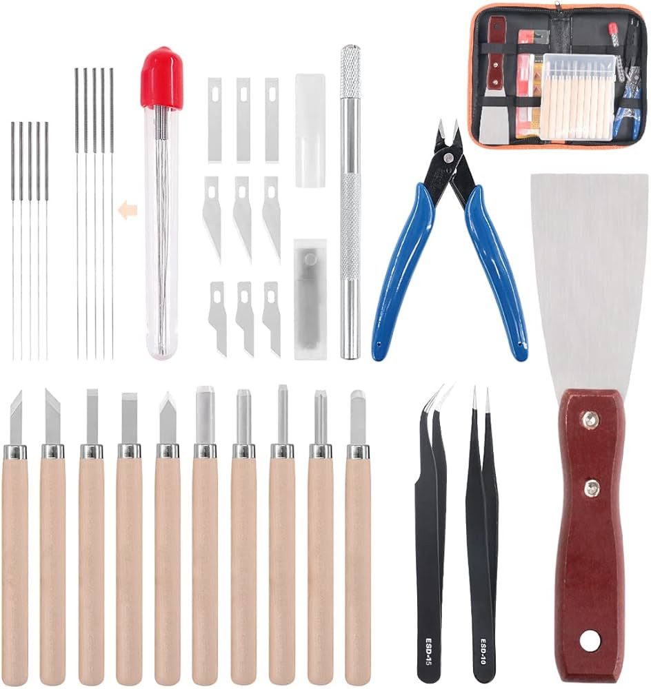 34 Piece 3D Printer Accessories Tool Kit Cleaning Needles, Tweezers, Pliers, Scarper, Clean up Kn... | Amazon (US)