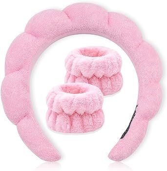 BLAAROOM Spa Headband & Wristband Set for Women Soft Sponge Headband for Washing Face Skincare Ma... | Amazon (US)