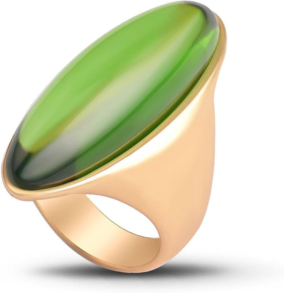 HAIXIAN Exaggerated Gemstone Ring,Big 14K Gold Plated Eye Shape Stone Chunky Statement Ring,Cockt... | Amazon (US)