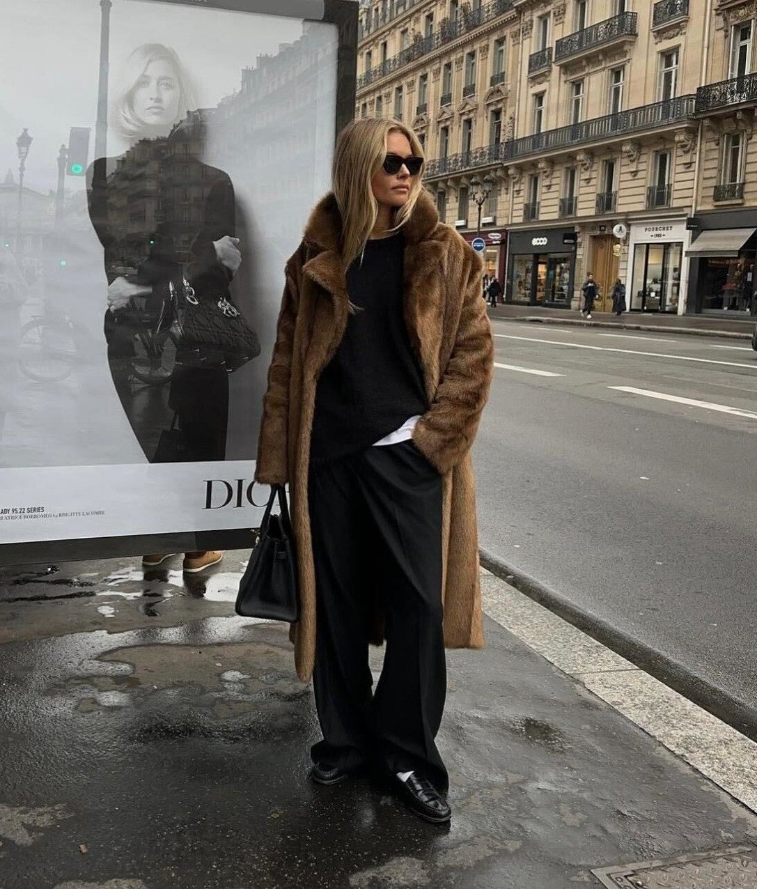 Winter Outfit, Fur Coat, COS, Cashmere Jumper, Leather Loafers, Wide Leg Trousers, Tote Bag, Outfit Idea 

 #LTKMostLoved #LTKNYFW #LTKStyleTip