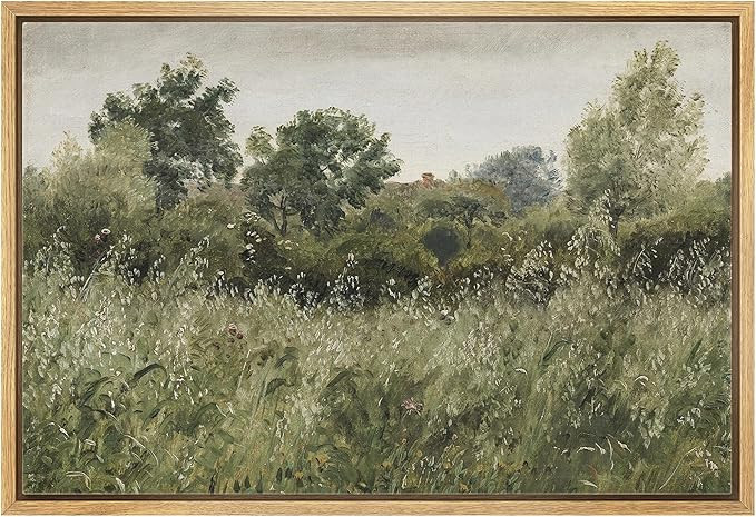 wall26 Framed Canvas Print Wall Art Sage Green Forest Tree FLower Field Landscape Nature Wilderne... | Amazon (US)