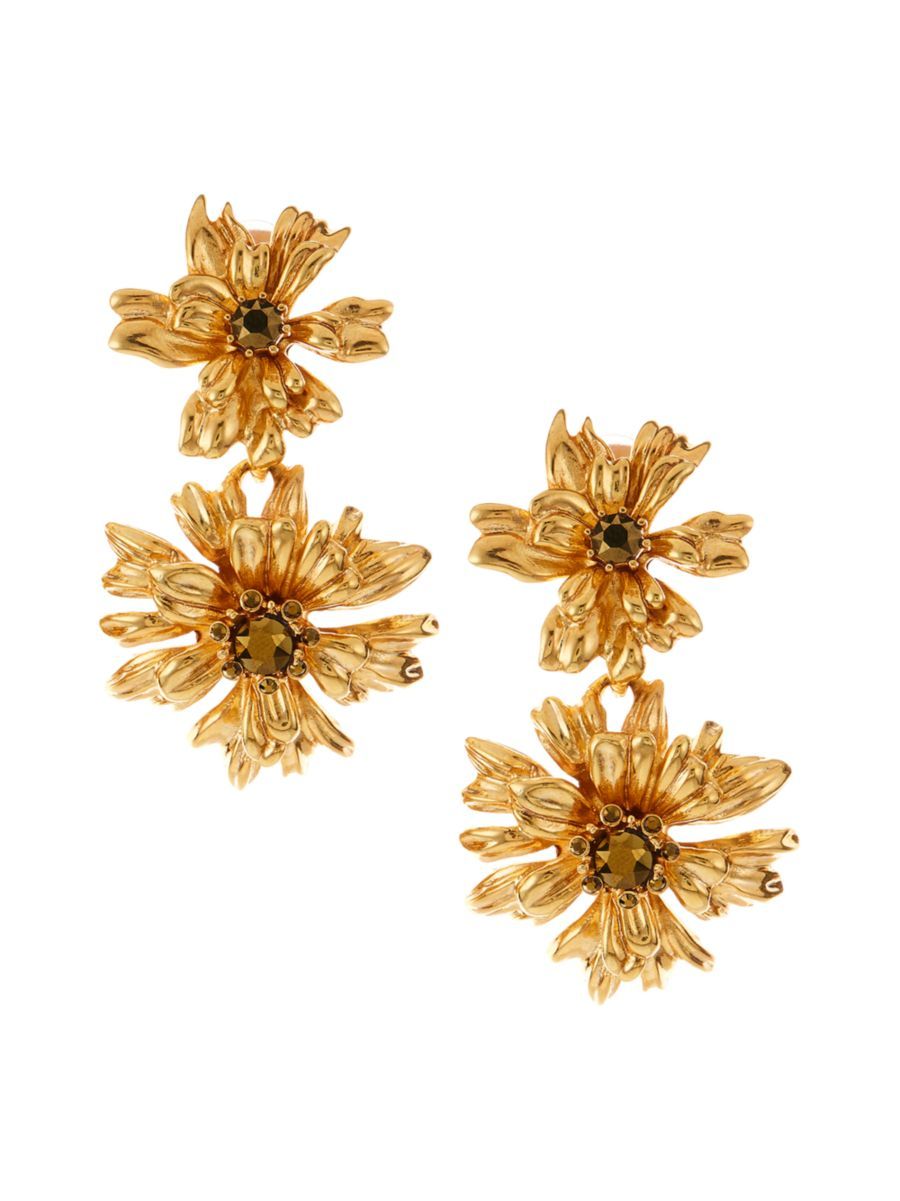 Core Classics Goldtone & Crystal Flower Drop Earrings | Saks Fifth Avenue