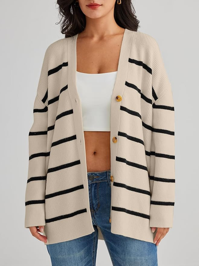 LILLUSORY Women's Cardigan 2023 Open Front Oversized Button Lightweight Sweaters V Neck Loose Car... | Amazon (US)