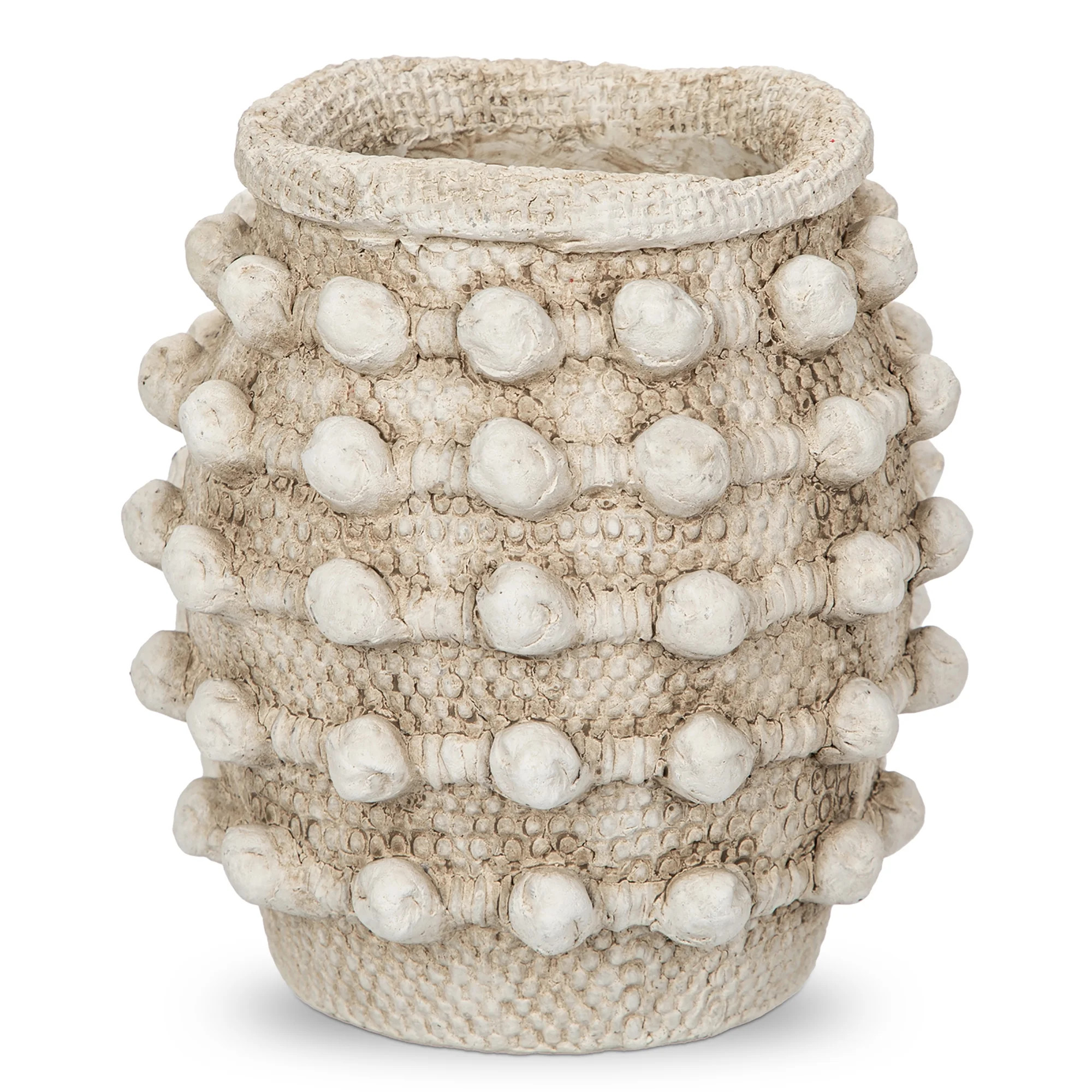 White Knobby Cement Vase Small Textured Knotted Flower Vase Boho Beige Style for Decorative Table... | Walmart (US)