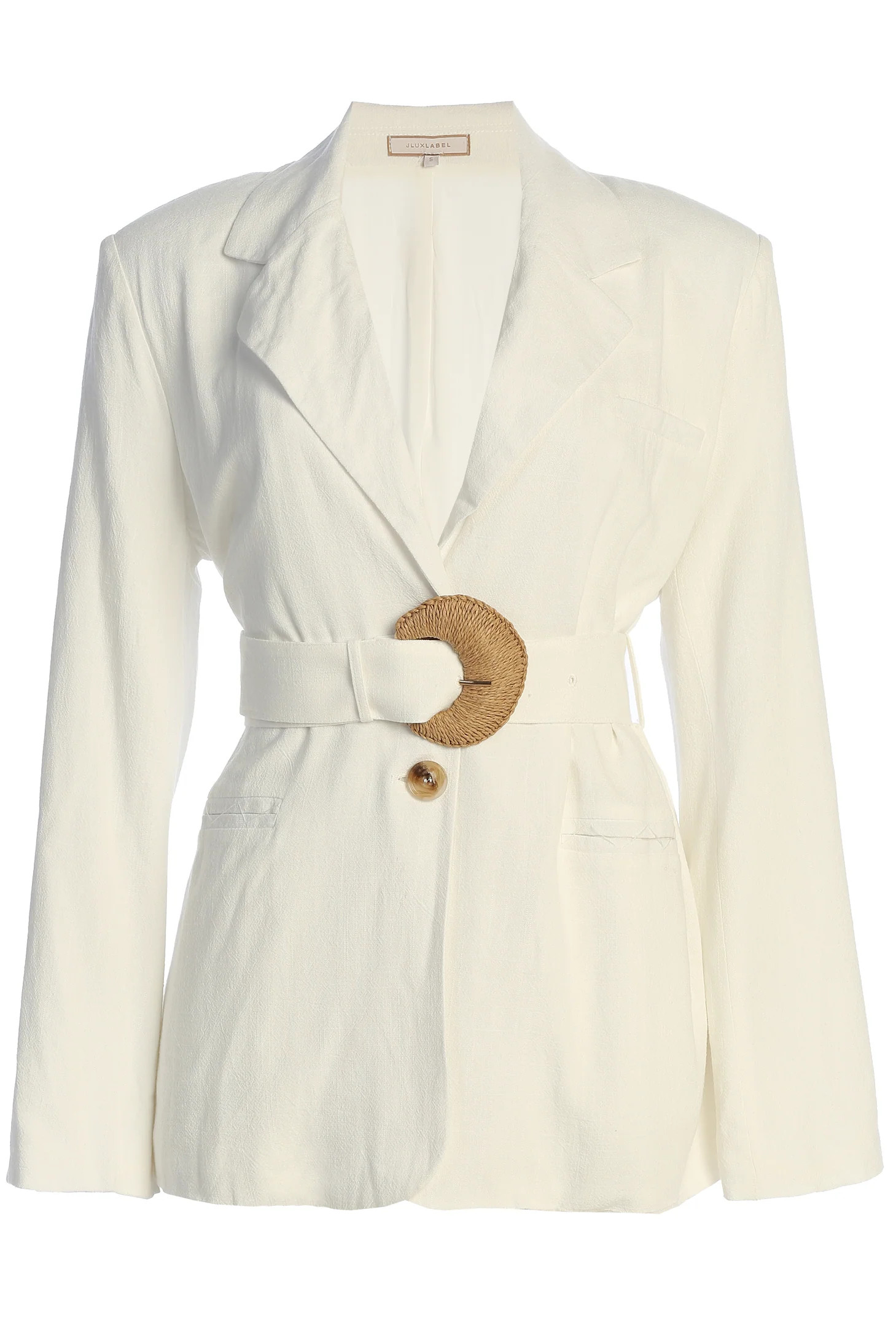 Ivory Ocean Breeze Linen Blazer | JLUXLABEL