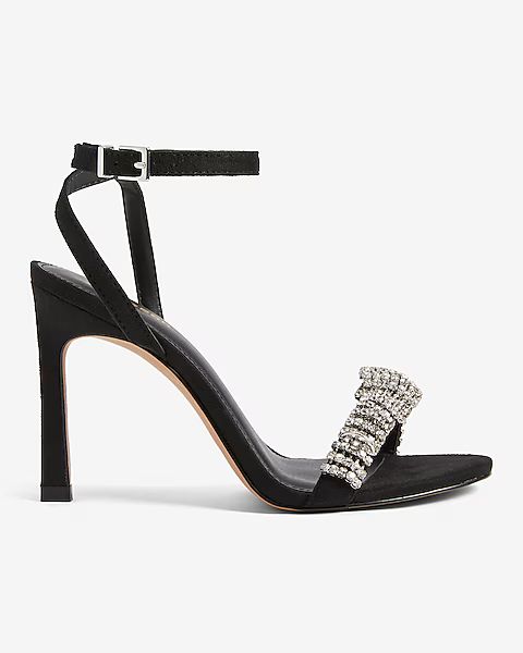 Rhinestone Embellished Knot Heeled Sandals | Express