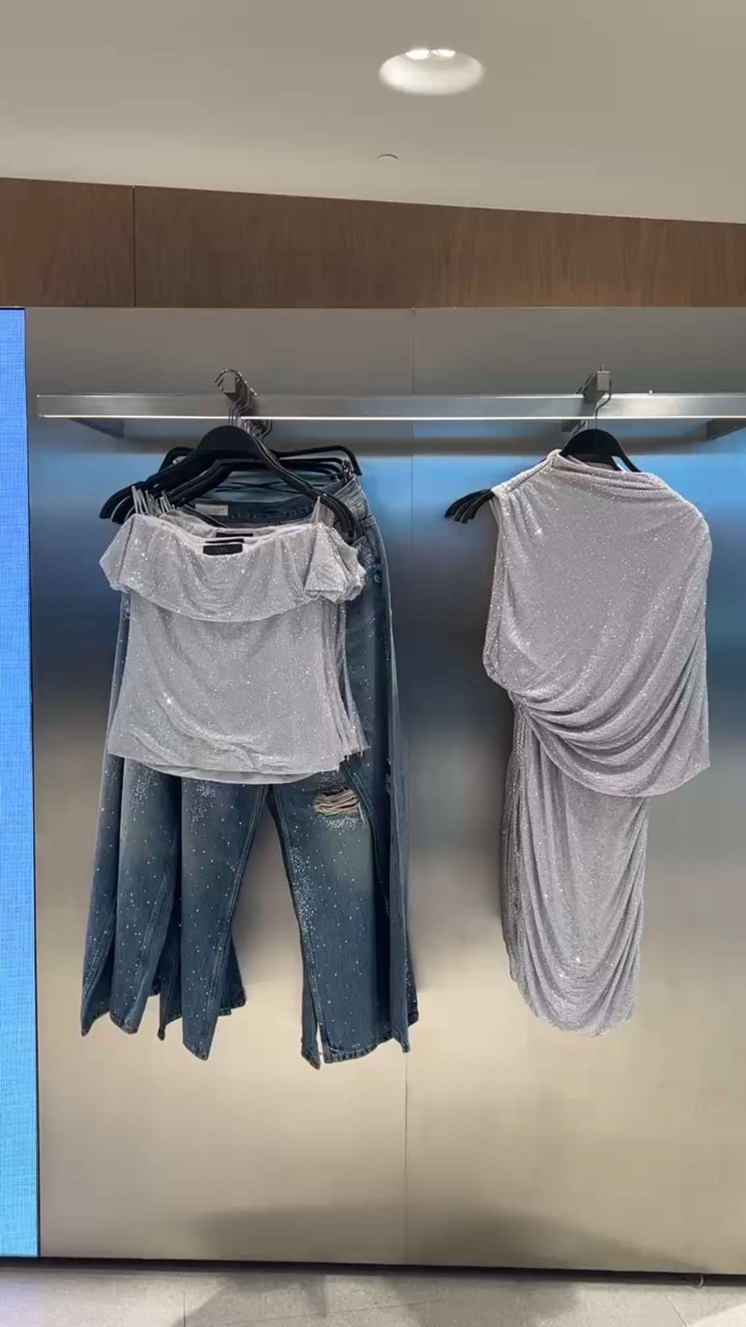 Rhinestone draped dress. Rhinestone top and rhinestone denim find! Holiday party style inspo! 

#LTKootd