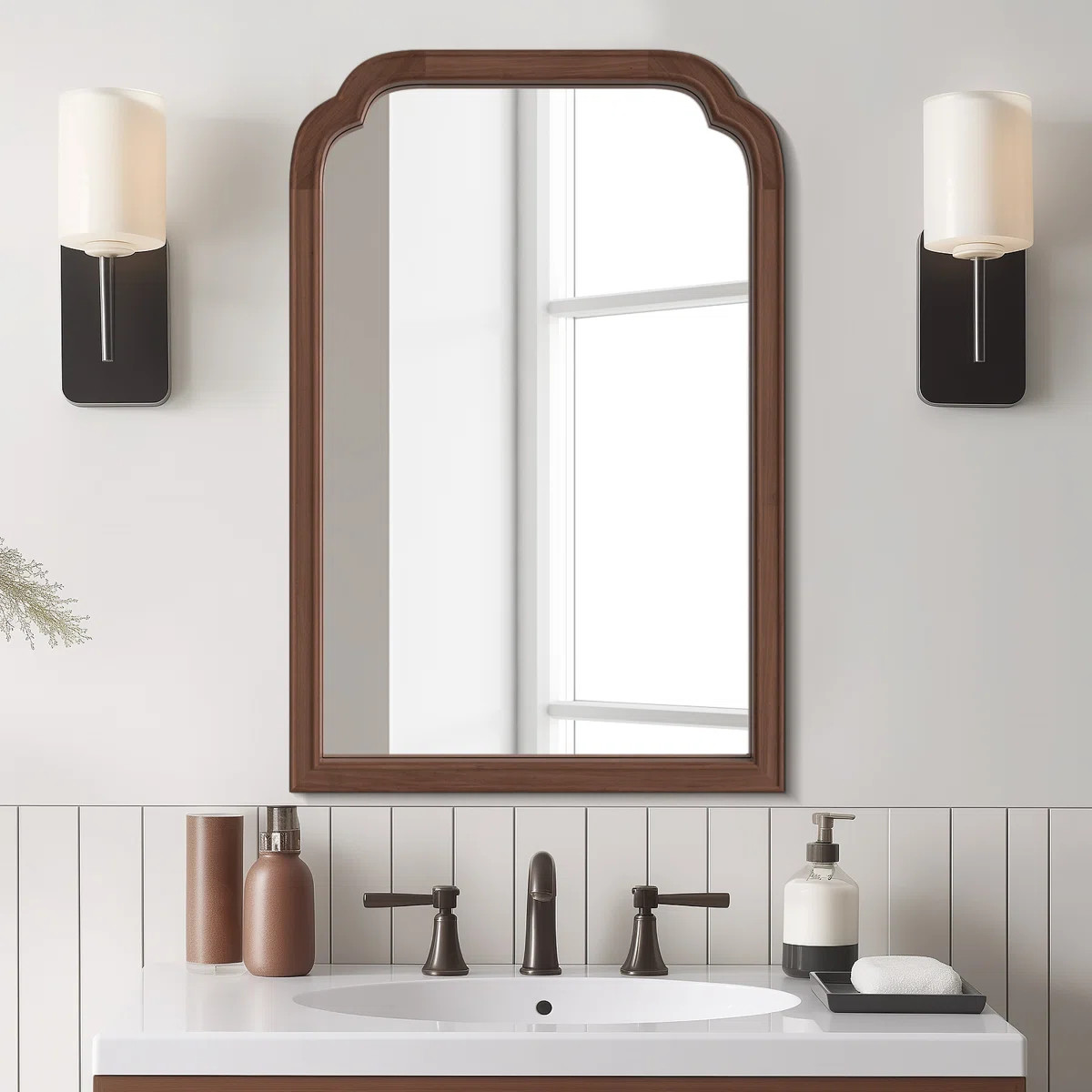 Ancalin Wood Accent Wall Mirror for Bathroom Bedroom Decorative Mirror | Wayfair North America