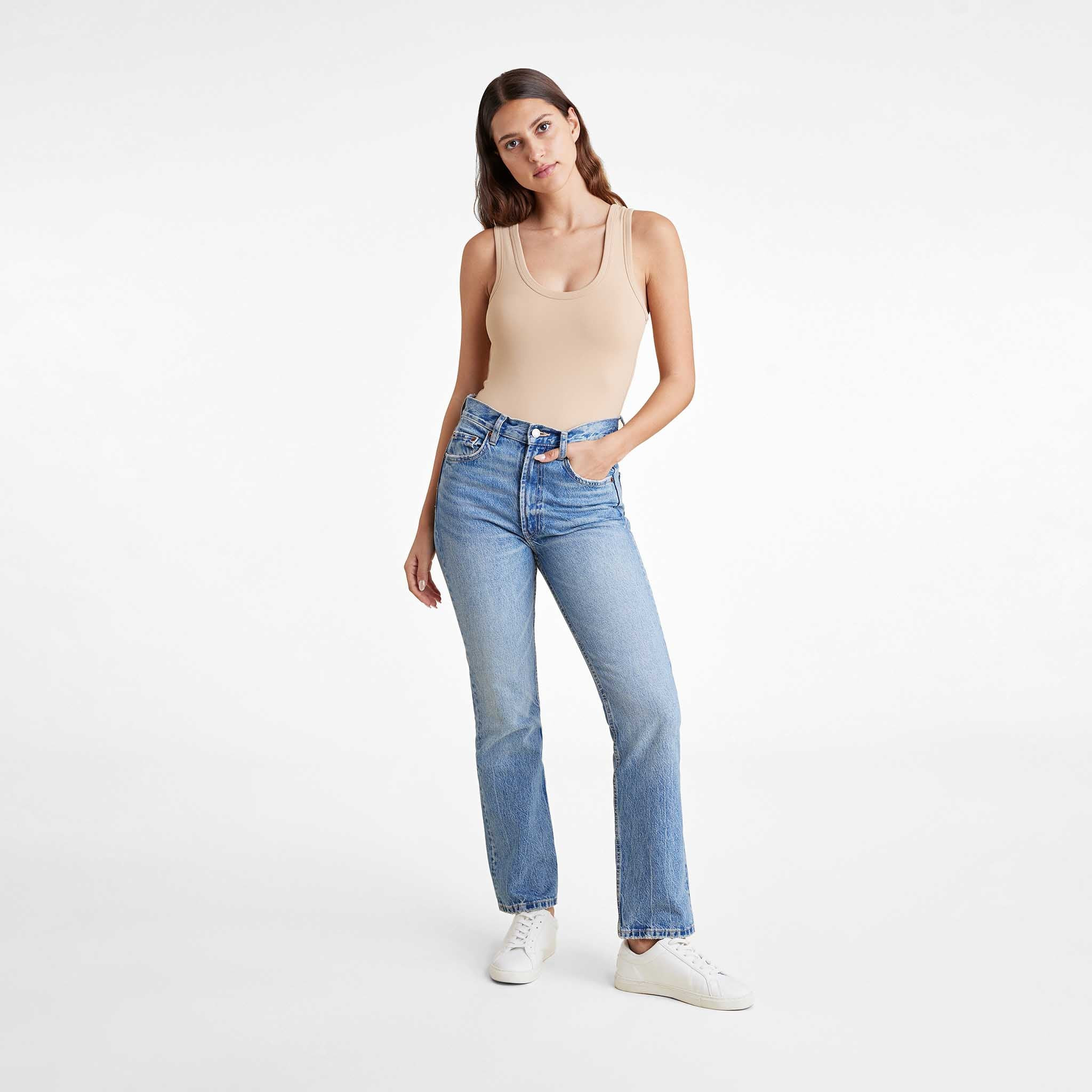 Seamless Scoop Tank Bodysuit | Oat | Nuuds US