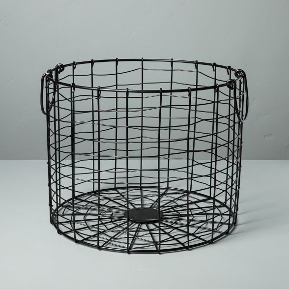 Round Wire Store Basket with Handles Black - Hearth & Hand™ with Magnolia | Target