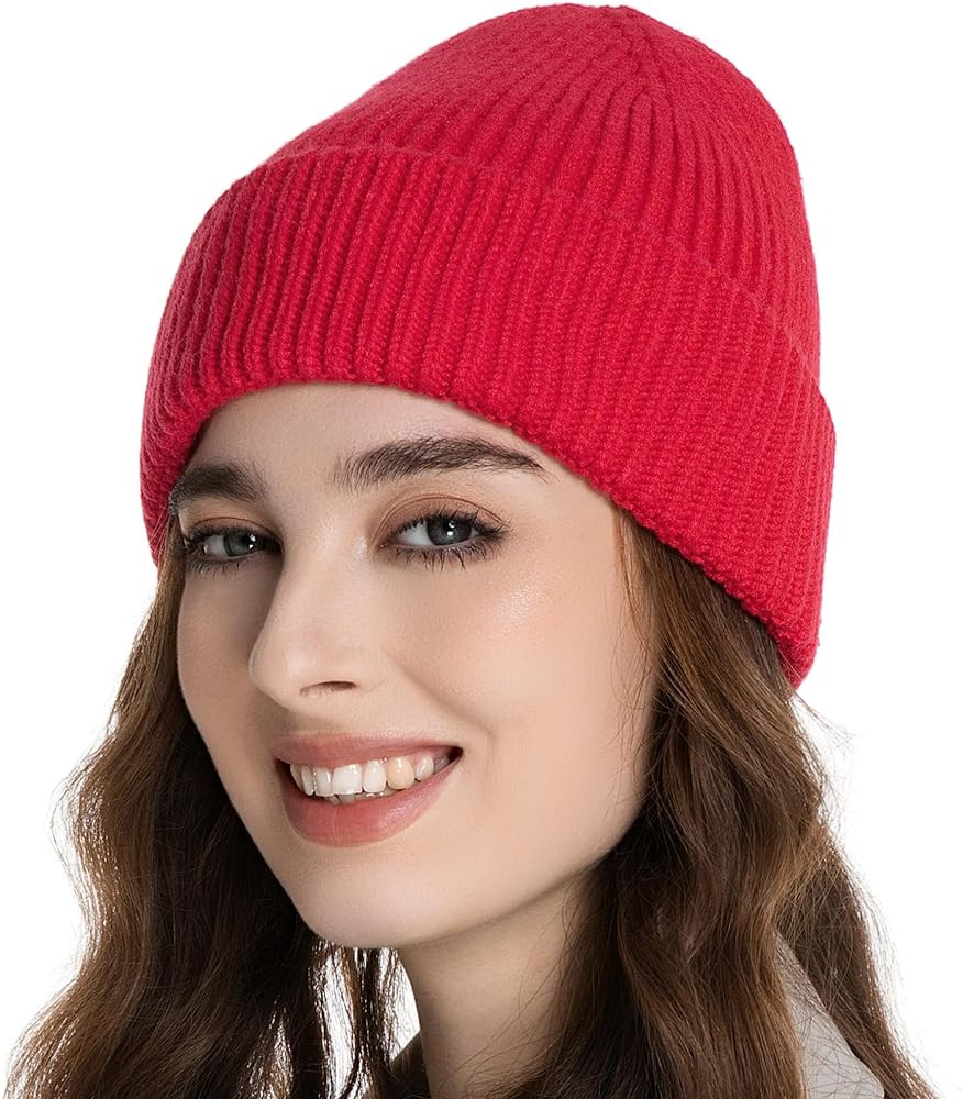 Seamless Beanie Hat for Men Women, Wool Fisherman Beanies, Unisex Cuffed Knit Warm Winter Hats Sk... | Amazon (US)